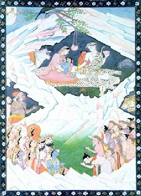 The Holy Family of Shiva and Parvati on Mount Kailash