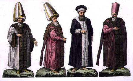 Grand Visir, Caim-Mecam, Reis-Efendi and Khodjakian, plate 15 from Part III, Volume I of 'The Histor von Scuola pittorica italiana