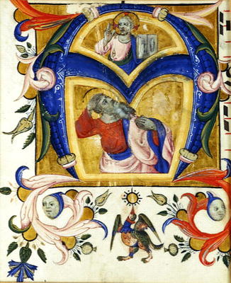 Initial 'A' depicting Jesus Christ and a saint, early 14th (vellum) von Italian School, (14th century)