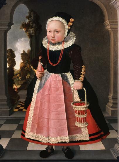 Portrait of a Little Girl Holding a Doll and a Basket 1625