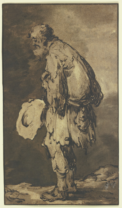 Ein Bettler, den Hut in der Hand haltend, im Profil nach links von Jacques Callot