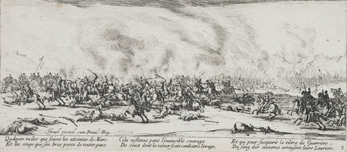 Les Miseres et les Mal-Heurs de la Guerre (Blatt 3): Die Schlacht von Jacques Callot
