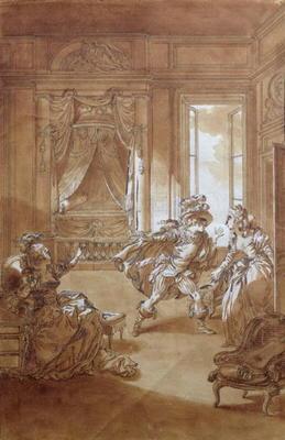 'I am going to kill him...', scene from act II of 'The Marriage of Figaro' by Pierre-Augustin Caron 19th