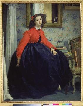Junge Frau in roter Weste 1864