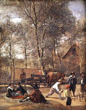 Skittle Players outside an Inn c.1660-63