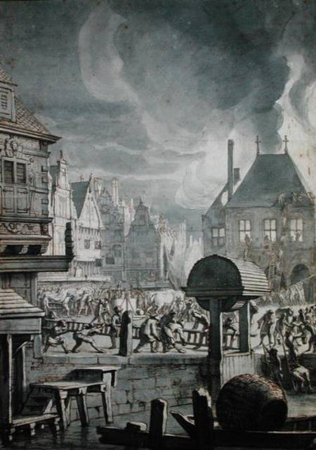 Fire at the Old Town Hall in Amsterdam von Jan van der Heyden