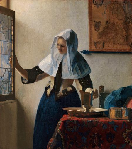 Junge Frau mit einem Wasserkrug am Fenster 1650/60