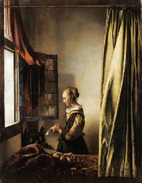 Brieflesendes Mädchen am offenen Fenster 1658