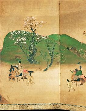 Shogun touring in spring, Edo Period (1603-1867) (ink on paper)