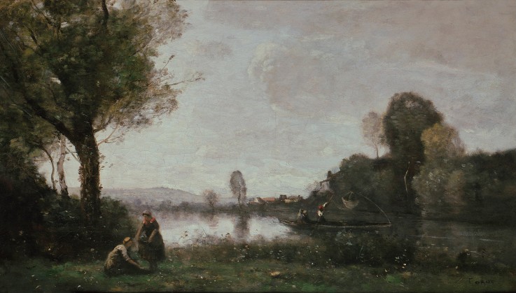 Seinelandschaft bei Chatou von Jean-Baptiste Camille Corot
