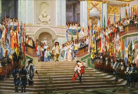 Reception of Louis 2 de Bourbon Conde said the Grand Conde by King Louis 14 a Versailles in 1674 1878