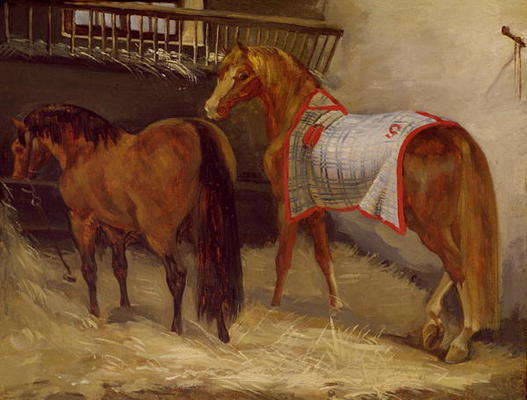 Horses in the Stables (oil on canvas) von Jean Louis Théodore Géricault