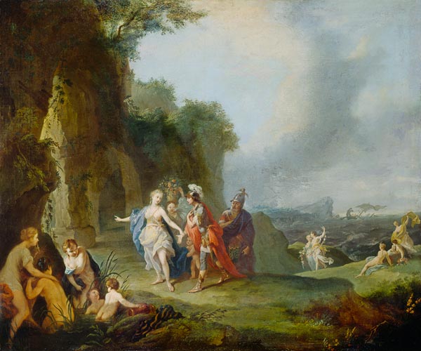 Dido und Aeneas flüchten vor dem Gewitter in eine Höhle von Joh. Heinrich d.Ä. Tischbein