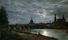 Blick auf Dresden bei Vollmondschein 1839