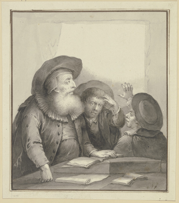 Rabbiner mit zwei Schülern an einem Tisch von Johann Andreas Benjamin Nothnagel