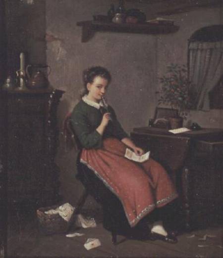 Young girl writing a love letter von Johann Georg Meyer von Bremen