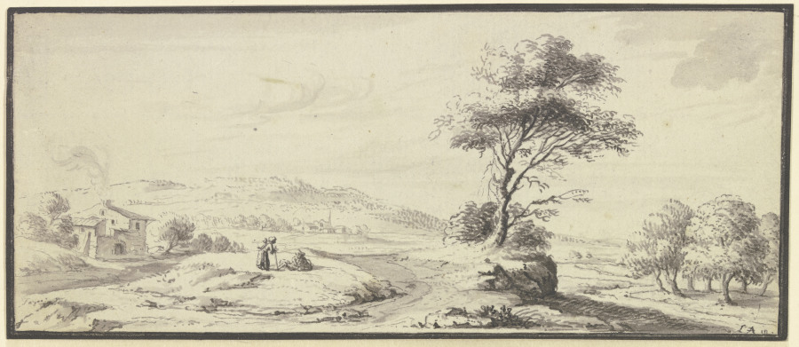 Weite Landschaft mit Bäumen von Johann Ludwig Aberli