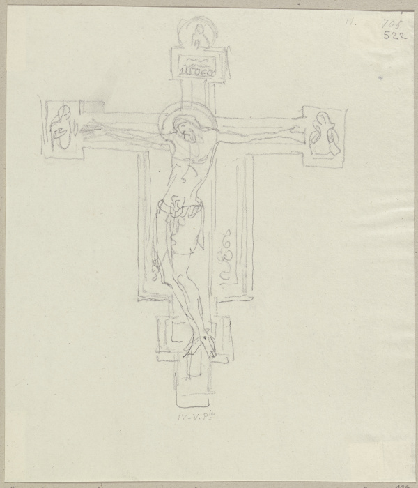 Kruzifix auf Holz im Sprachzimmer der Nonnen von San Gimignano, halb lebensgroß von Johann Anton Ramboux