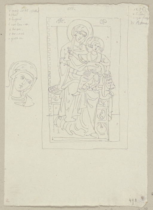Thronende Madonna mit dem Christusknaben, nach einem Fresko in San Lorenzo fuori le mura in Rom von Johann Anton Ramboux