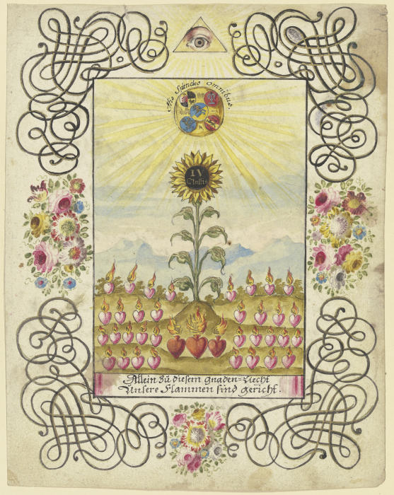 Sonnenblume mit Goldaufschrift von Johannes Esaias Nilson