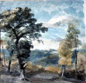 Landscape with Trees and a Distant Mansion