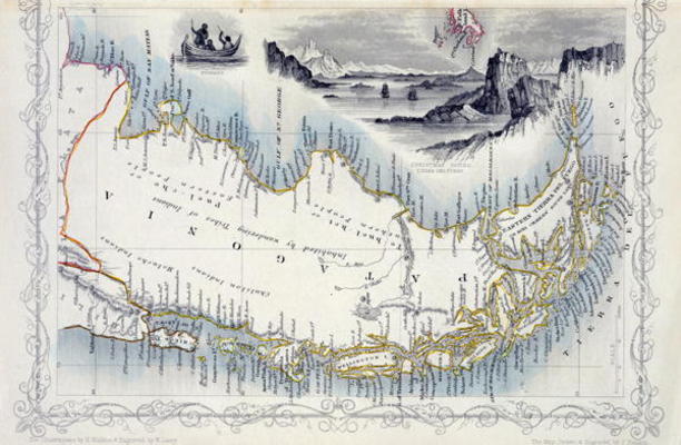 Patagonia, from a Series of World Maps published by John Tallis & Co., New York & London, 1850s (eng von John Rapkin