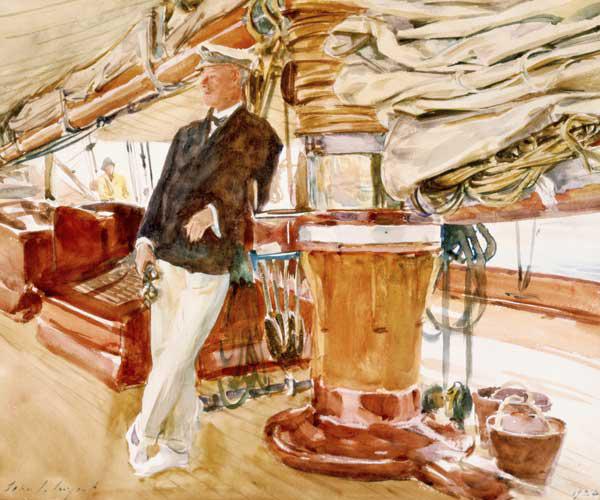 Captain Herbert M. Sears on deck of the Schooner Yacht Constellation 1924  and