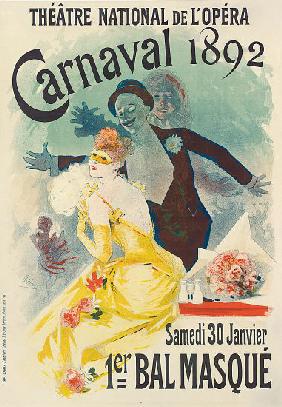 Advertisement for the 1st Carnaval masked ball at the Theatre National de l'Opera 1892