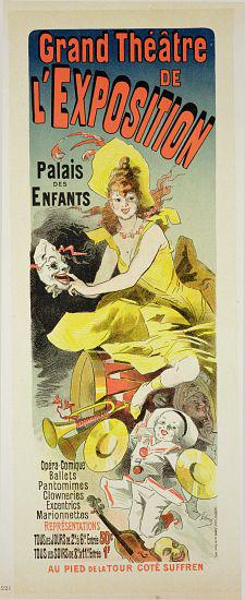 Reproduction of a poster advertising the 'Grand Theatre de L'Exposition', Palais des Enfants, Paris 1889