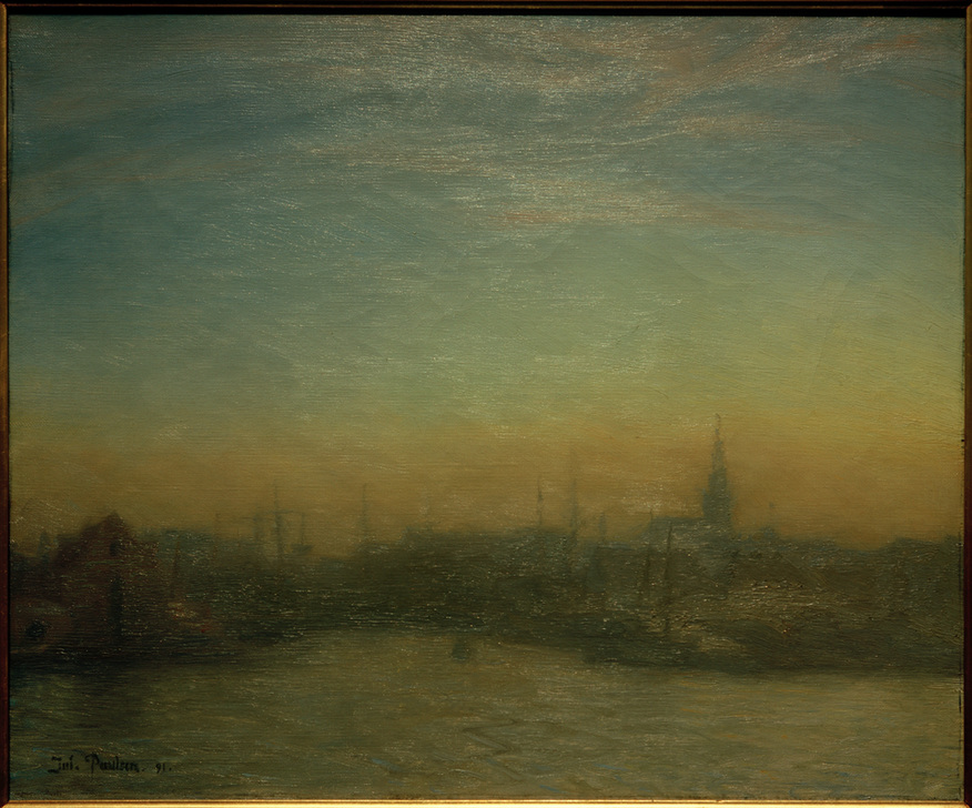 Ansicht des Hafens nach Sonnenuntergang. Kopenhagen von Julius Paulsen