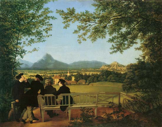 Aussicht vom Gaisberg auf Salzburg von Julius Schoppe d.Ä.