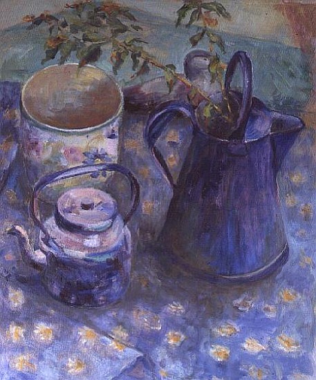 Blue Jug and Teapot  von Karen  Armitage