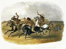 Horse Racing of Sioux Indians near Fort Pierre, plate 30 from Volume 1 of 'Travels in the Interior o 1837