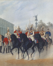 Zar Nikolaus I. und Grossfürst Alexander in St. Petersburg von Karl Karlowitsch Piratsky