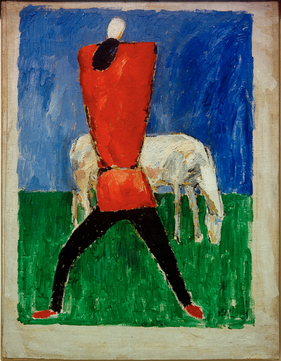 Mann und Pferd von Kasimir Sewerinowitsch Malewitsch