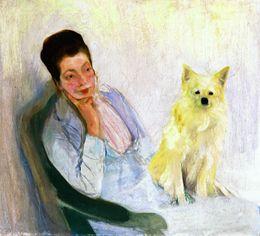 Portrait der Frau des Künstlers mit Hündchen 1911