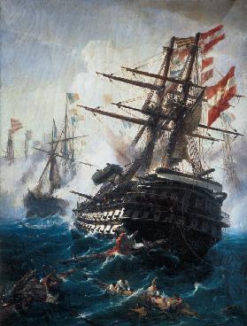 Das Linienschiff Kaiser in der Seeschlacht von Lissa 1868