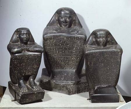 Block statues of Akhamenru, Harwa and Amenemonet von Late Period Egyptian