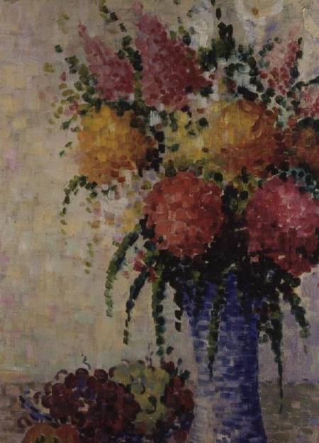 Fruit and Flowers in a Blue Vase von Lucie Cousturier