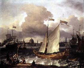 The Swedish Yacht 'Lejouet', in Amsterdam Harbour 1674