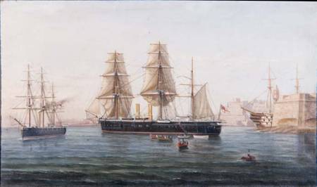 Sail and Steamships off Valletta von Maltese School