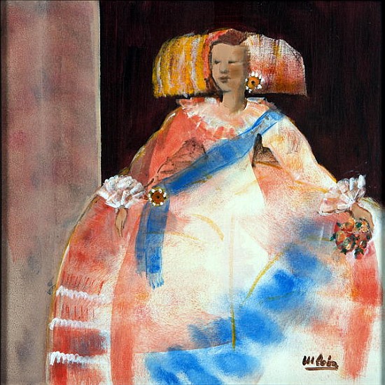 Menina with Sash and Flower (oil & acrylic on canvas)  von Marisa  Leon