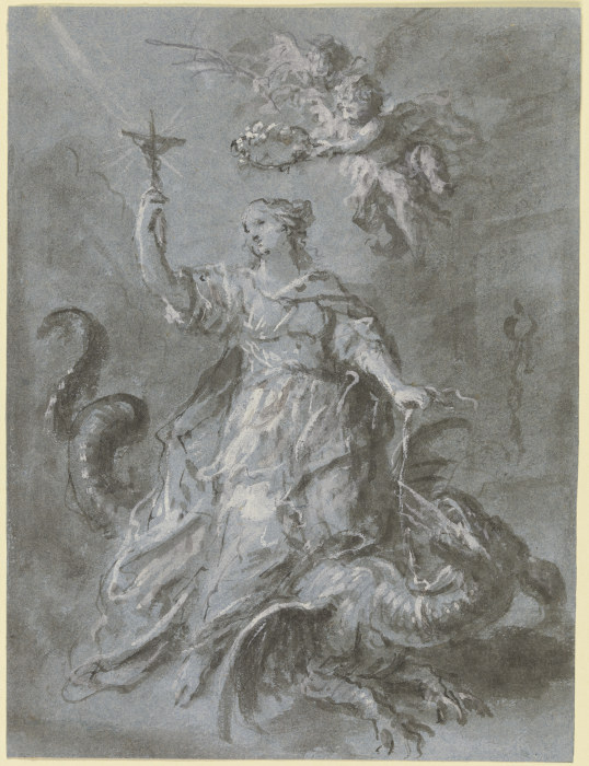 Die Heilige Margarethe auf dem Drachen, von zwei Engeln gekrönt von Martin Johann Schmidt gen. Kremser-Schmidt