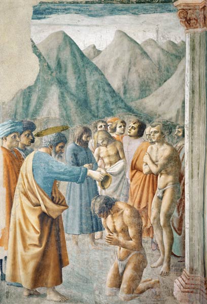 St. Peter Baptising the Neophytes von Masaccio