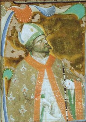 A Bishop Saint (vellum) 19th