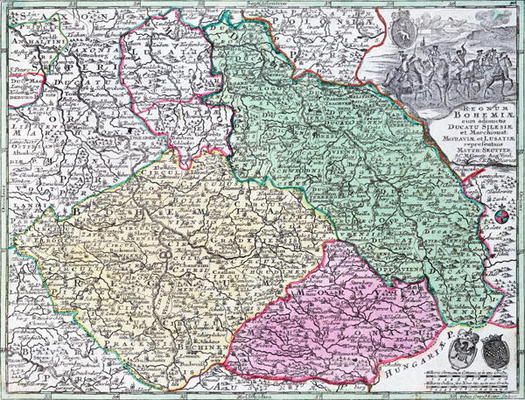 Map of Silesia, from an Atlas (colour litho) von Matthaus Seutter