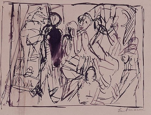 4. Entwurf zum Gemälde `Die Nacht`. 1918 von Max Beckmann
