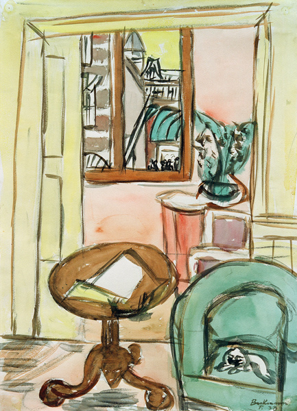 Interieur mit rundem Tisch von Max Beckmann