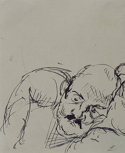 Ugi Battenberg, auf einem Kissen ruhend. 1917 von Max Beckmann