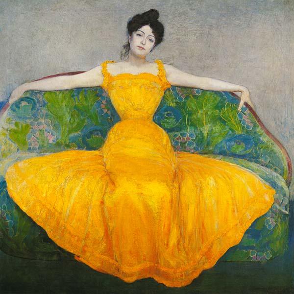 Dame im gelben Kleid 1899